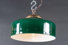 French Mid 20th Century Green Glass Hanging Pendant Light
