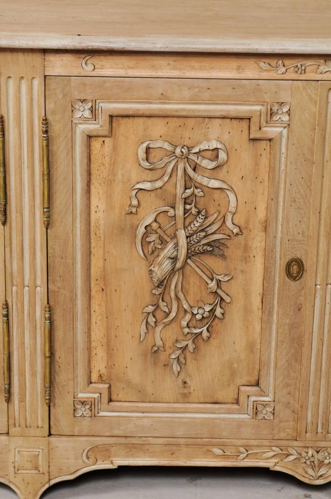 French Mid-20th Century Light Wood Toned and Nicely Carved Sideboard 4