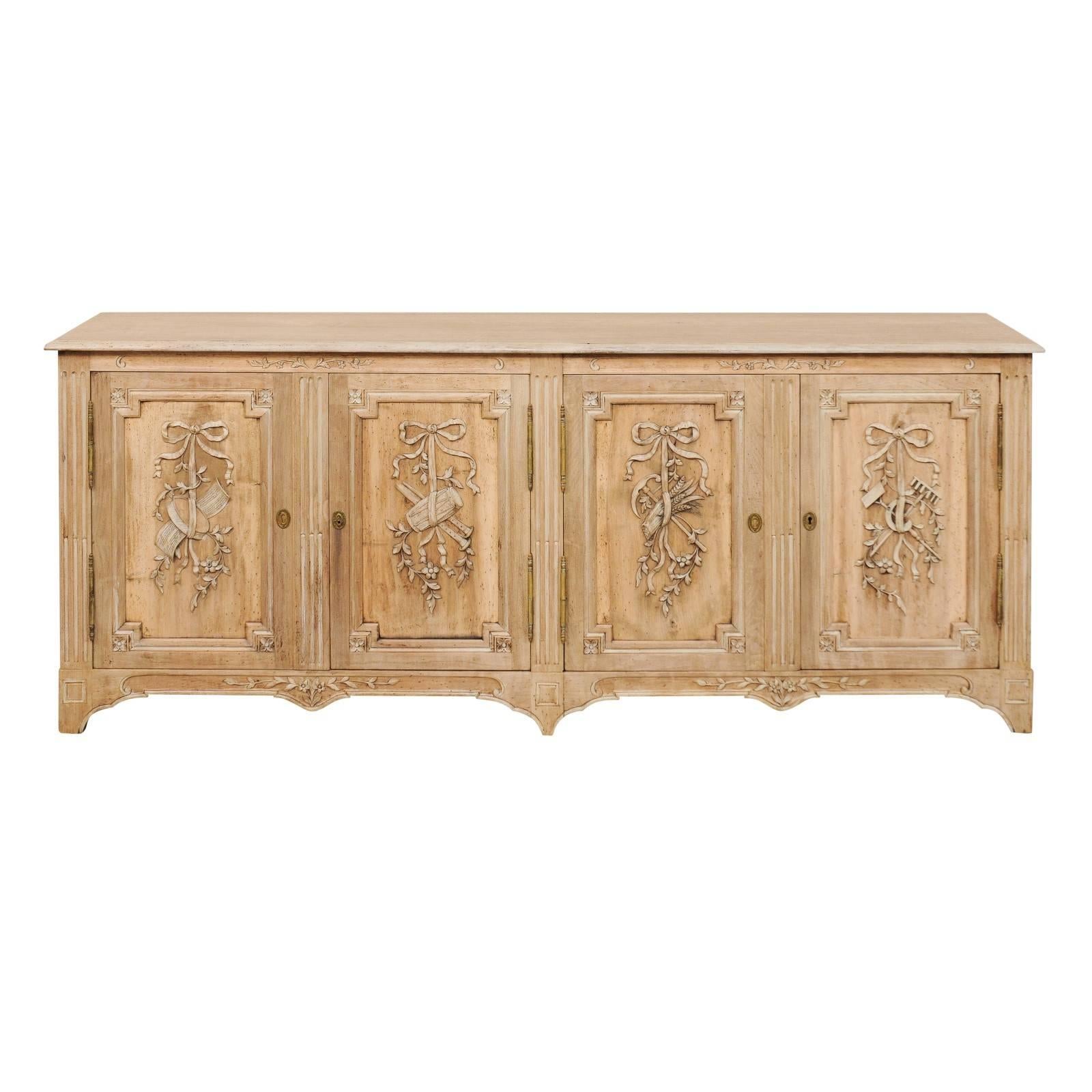 French Mid-20th Century Light Wood Toned and Nicely Carved Sideboard