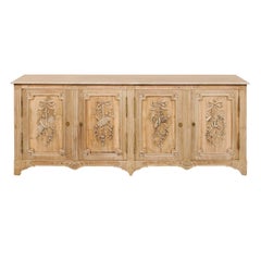 Vintage French Mid-20th Century Light Wood Toned and Nicely Carved Sideboard