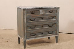 French Mid-20th Century Marble-Top 5-Drawer Chest