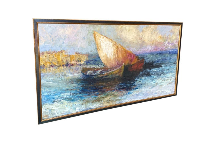 A very beautiful mid-20th century French oil on board painting entittled 
