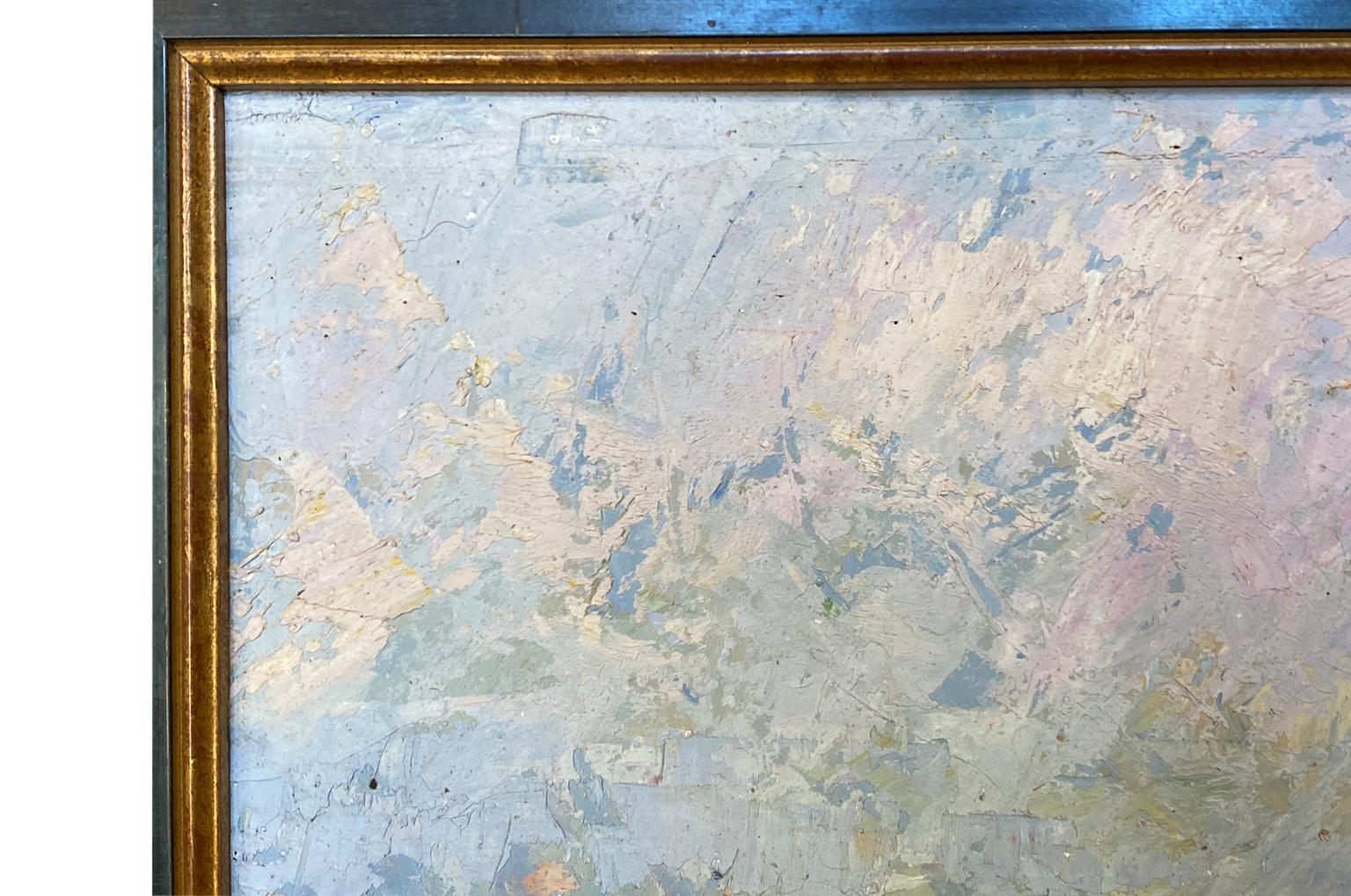 French Mid-20th Century Oil on Board Painting In Good Condition For Sale In Atlanta, GA