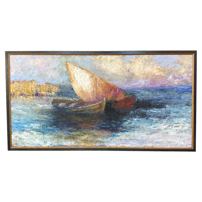 French Mid-20th Century Oil on Board Painting For Sale