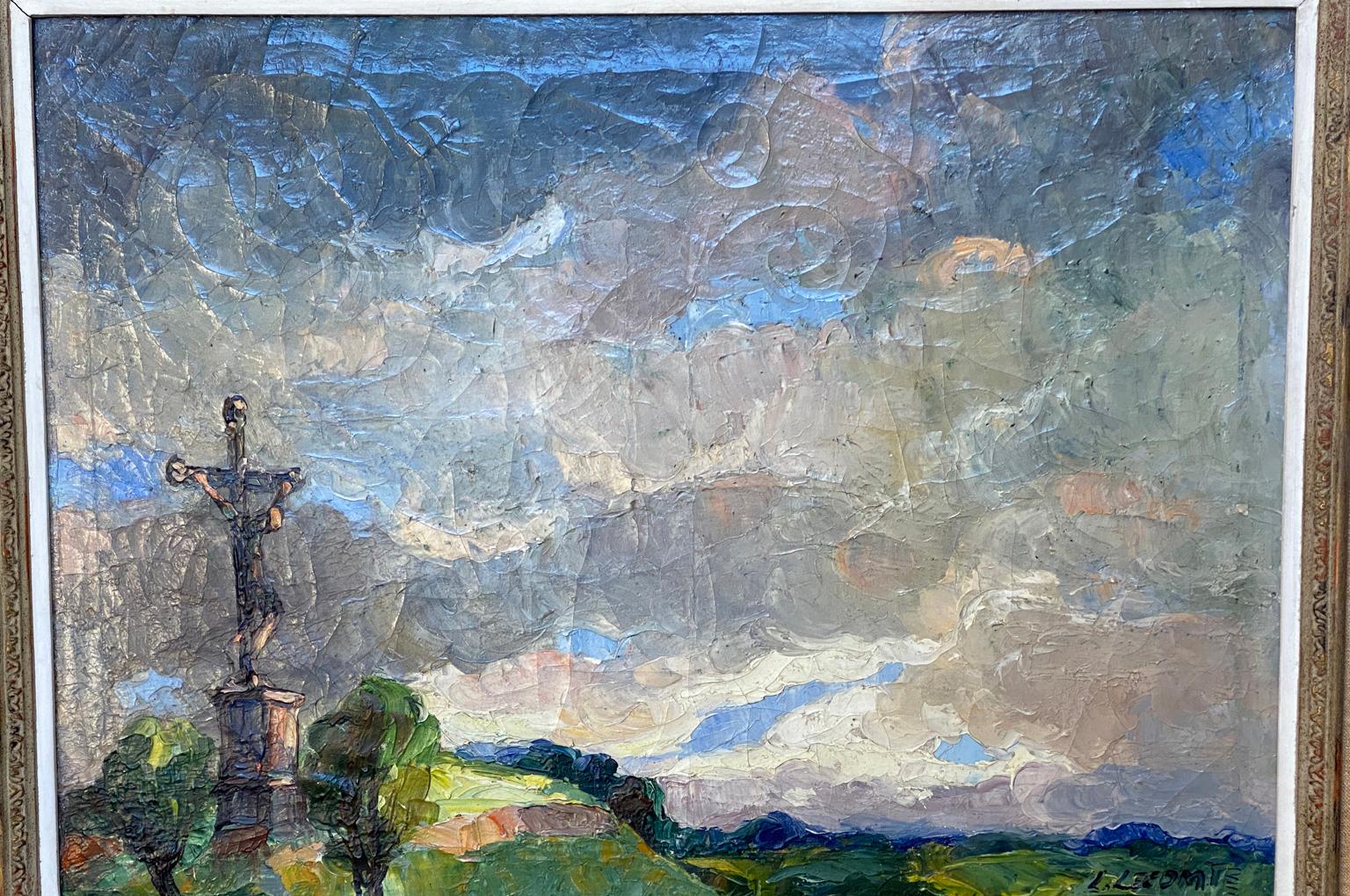 Hand-Painted French Mid-20th Century Oil on Canvas