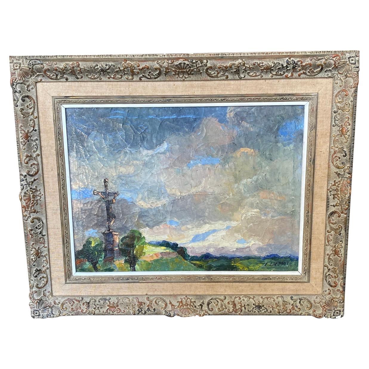French Mid-20th Century Oil on Canvas