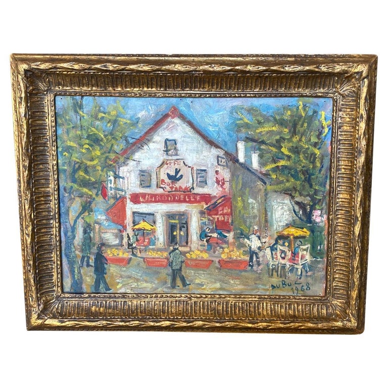 French Mid-20th Century Oil on Canvas For Sale