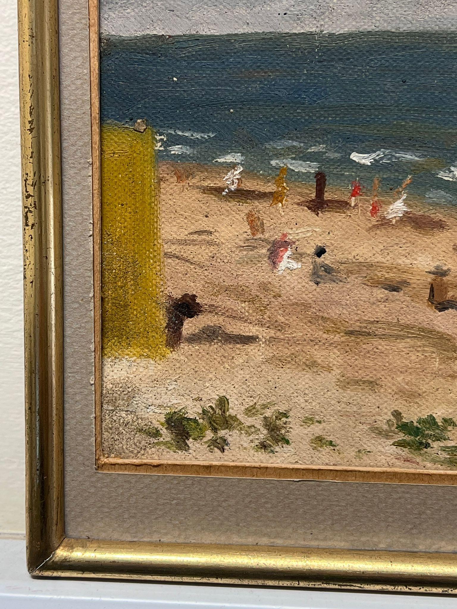 The Beach
French Impressionist artist, mid 20th century
oil on canvas laid over board, framed
painting: 7 x 9.5 inches
framed: 9.5 x 11 inches
condition: overall very good, a few minor markings to the surface but generally very good and certainly