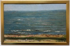 1950's French Impressionist Oil Painting Beach Scene