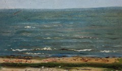 1950's Französisch Impressionist Ölgemälde Strand-Szene