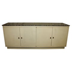Mid-20th Century French Sideboard with Lacquered Marble & Metal, 1960