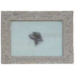 French Mid-20th Century Small Wood Framed Print of Dog