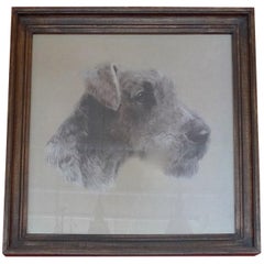 French Mid-20th Century Wood Framed Print of Terrier Dog