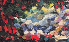 Peinture à l'huile abstraite expressionniste française des années 1950, épaisse et peinte d'origine