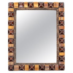 Miroir en résine et verre mosaïque dans le style de Line Vautrin années 1960