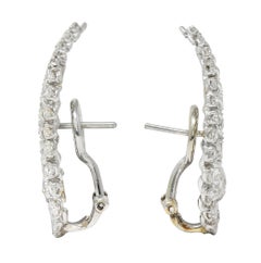 French Mid-Century 1.50 Carat Diamond Platinum Ear-Crawler Earrings