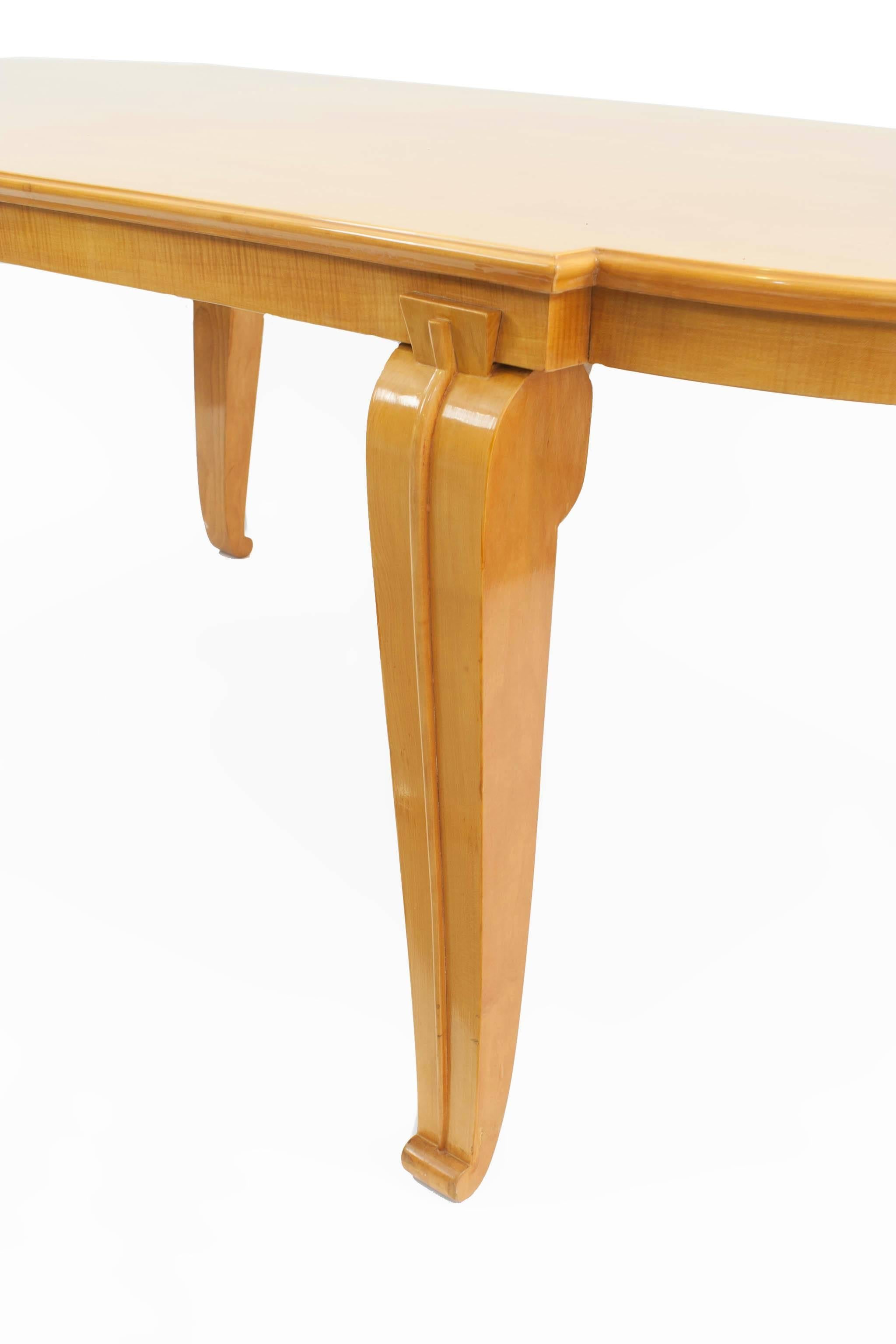 Andre Arbus French Mid-Century Sycamore Dining Table In Good Condition For Sale In New York, NY