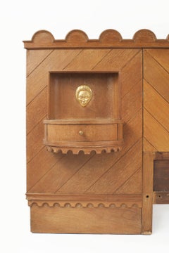 French Midcentury '1940s' Oak Headboard