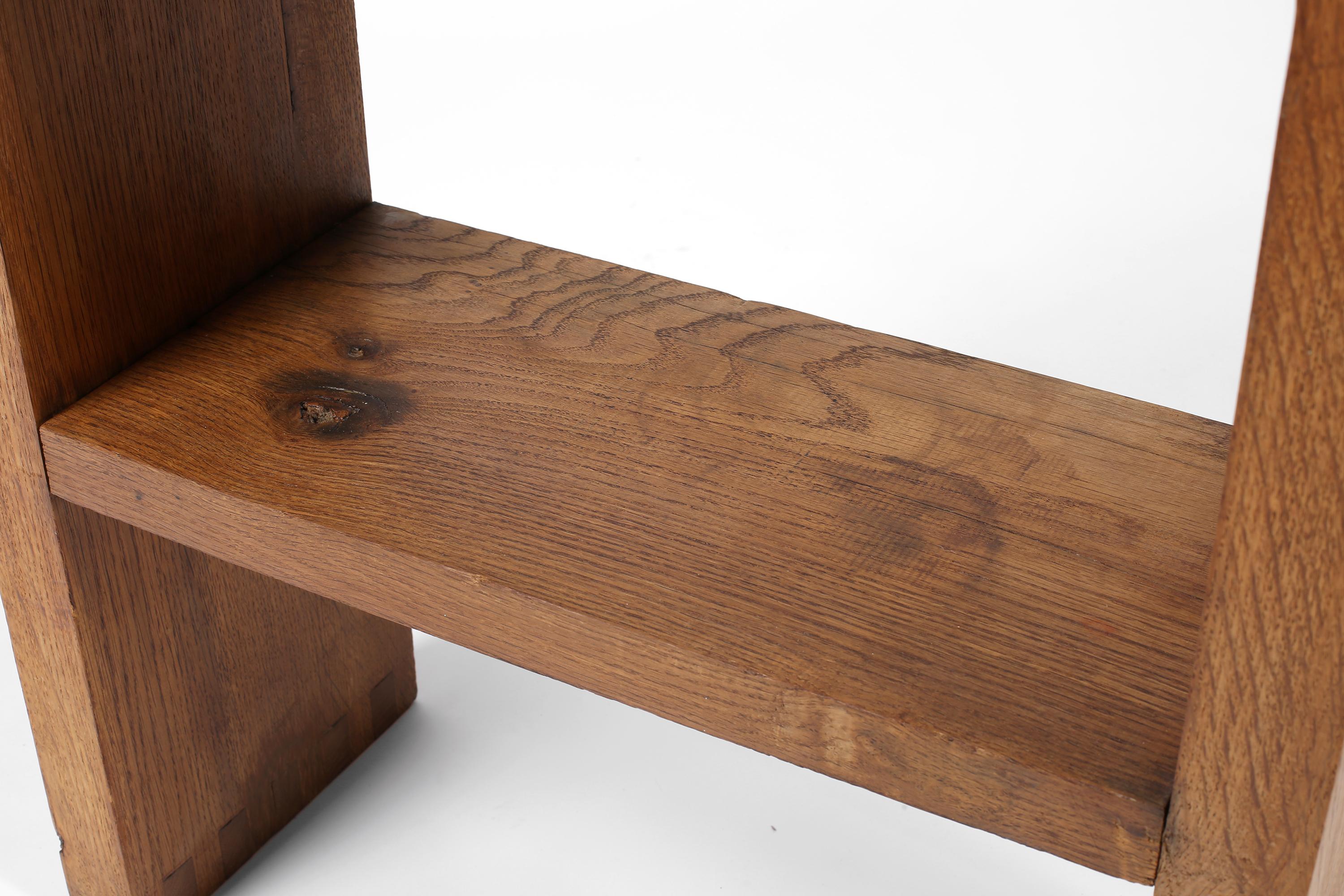 French Mid Century 1960s Chapo Style Oak Side Table For Sale 6