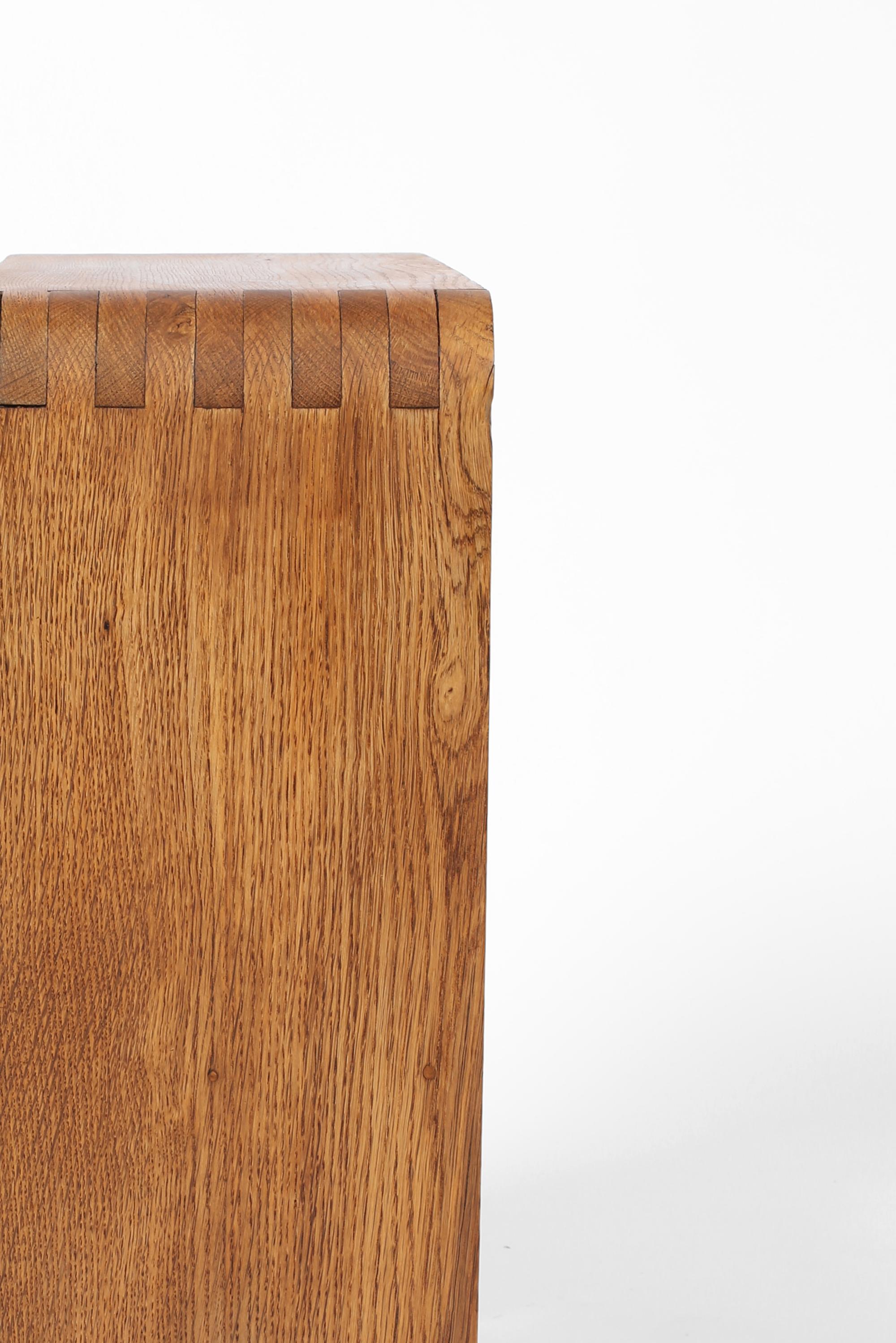 French Mid Century 1960s Chapo Style Oak Side Table For Sale 1