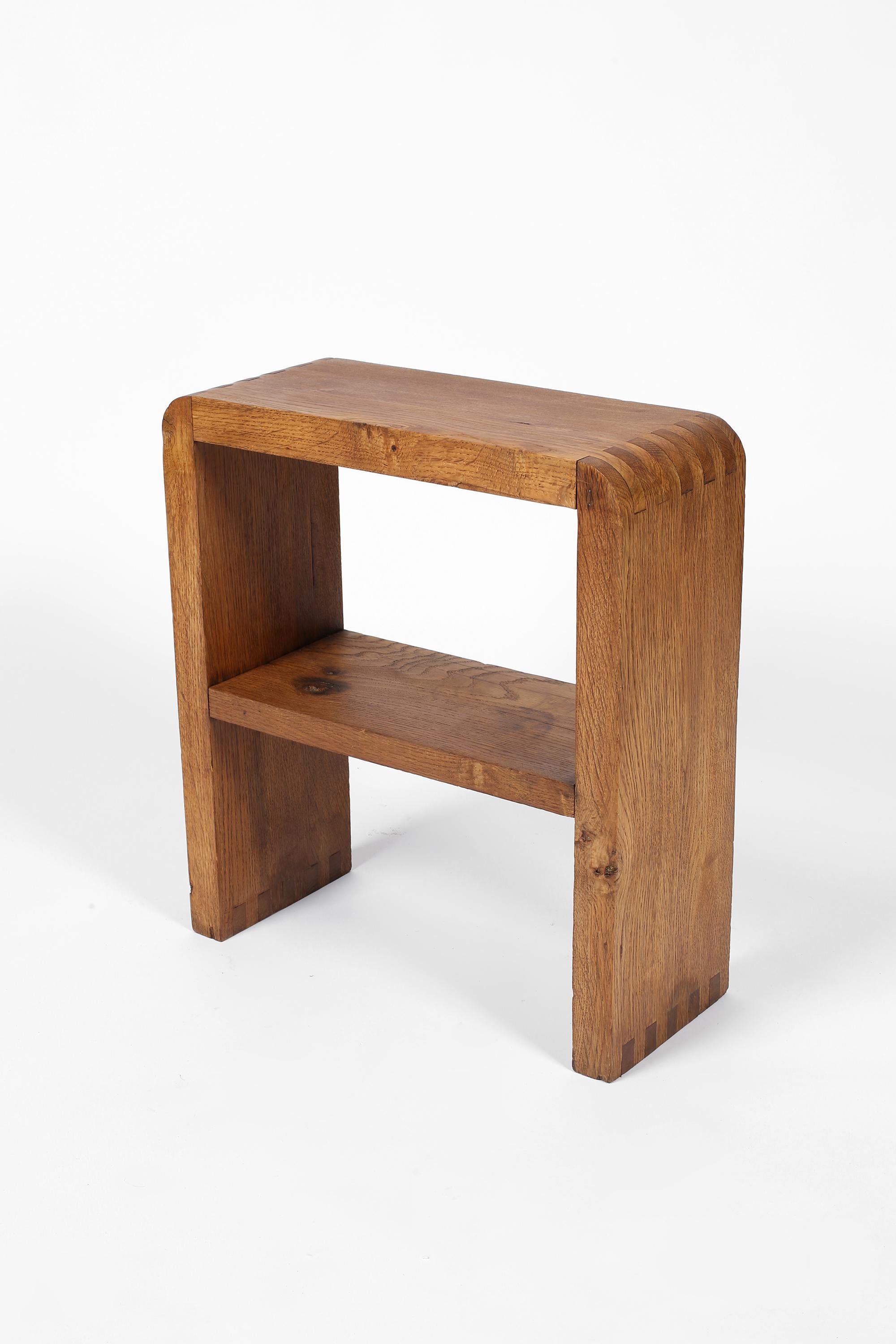French Mid Century 1960s Chapo Style Oak Side Table For Sale 3