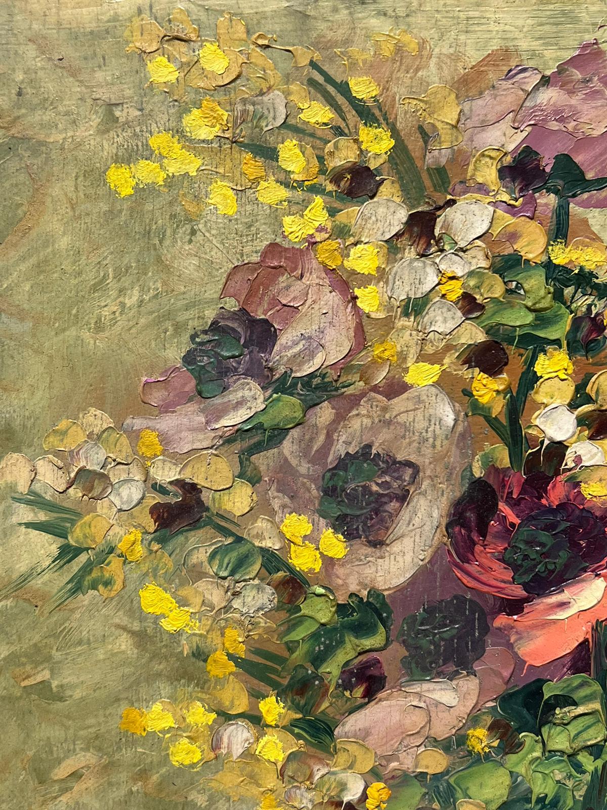 Still Life of Flowers
French Post-Impressionist artist, circa 1950's
indistinctly signed 
oil on board, unframed
board: 9 x 10.5 inches
provenance: private collection, UK
exhibition label verso
condition: overall good and sound condition 