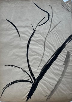 Mid Century French Abstract Botanical Expressionist Ink Painting