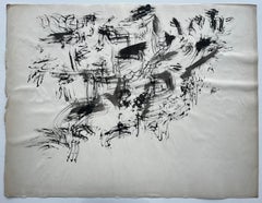 Mid Century French Abstract Expressionist Ink Landscape