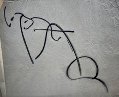 Mid Century French Abstract Reclining Figure Expressionist Ink Painting