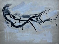 Mid Century French Abstract Reclining Nude Expressionist Ink Painting
