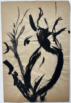 Mid Century French Abstract Tree Expressionist Ink Painting