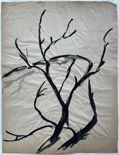 Mid Century French Abstract Tree Expressionist Ink Wash Painting