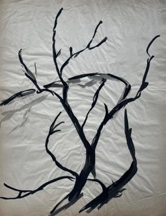 Mid Century French Abstract Tree Expressionist Ink Wash Painting