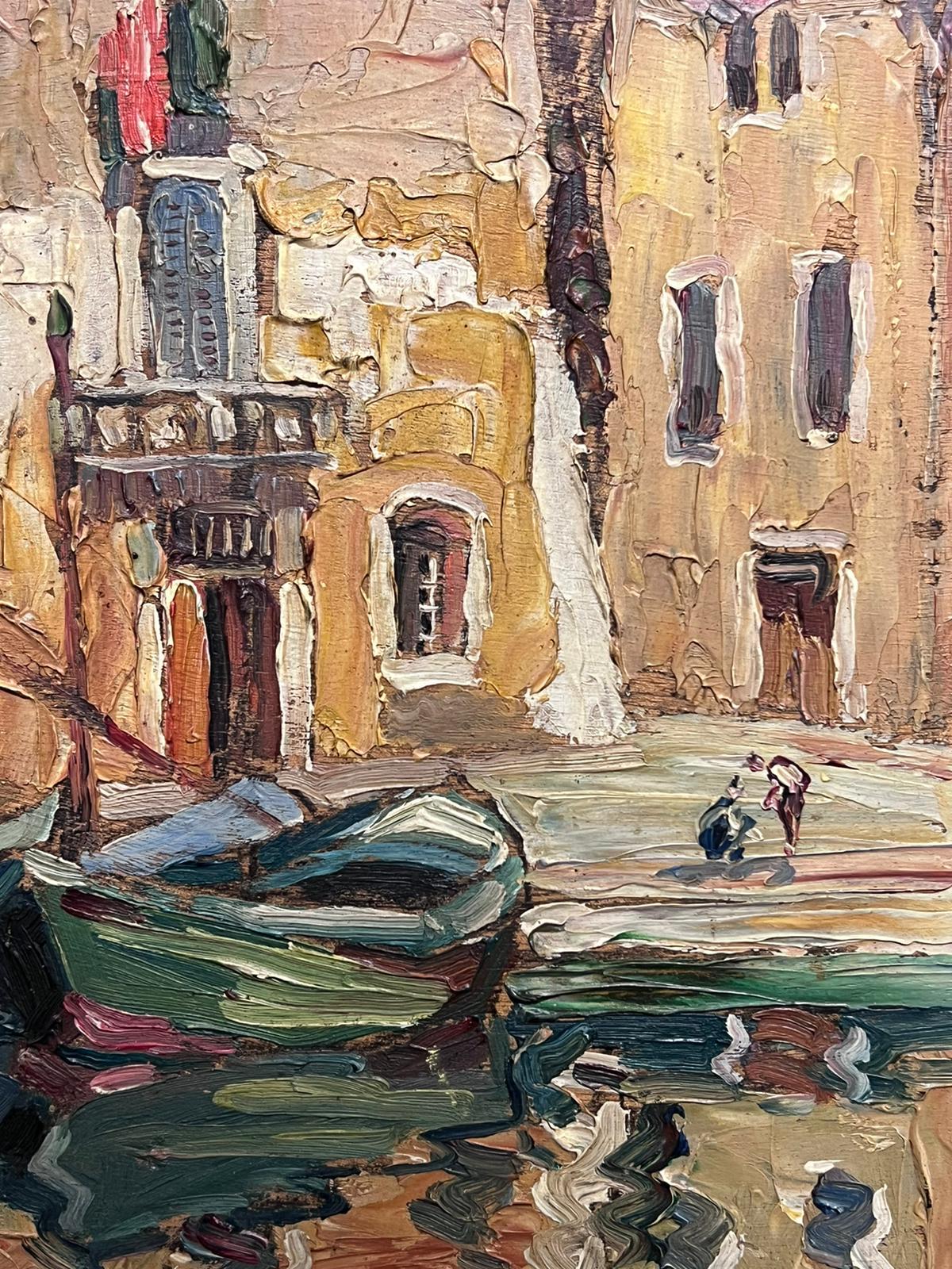 St Tropez Harbor Boats Moored Sleep Sunny French Old Town 1950's Impressionist For Sale 1