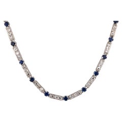 French Mid Century 4.10 carat sapphire diamond platinum necklace