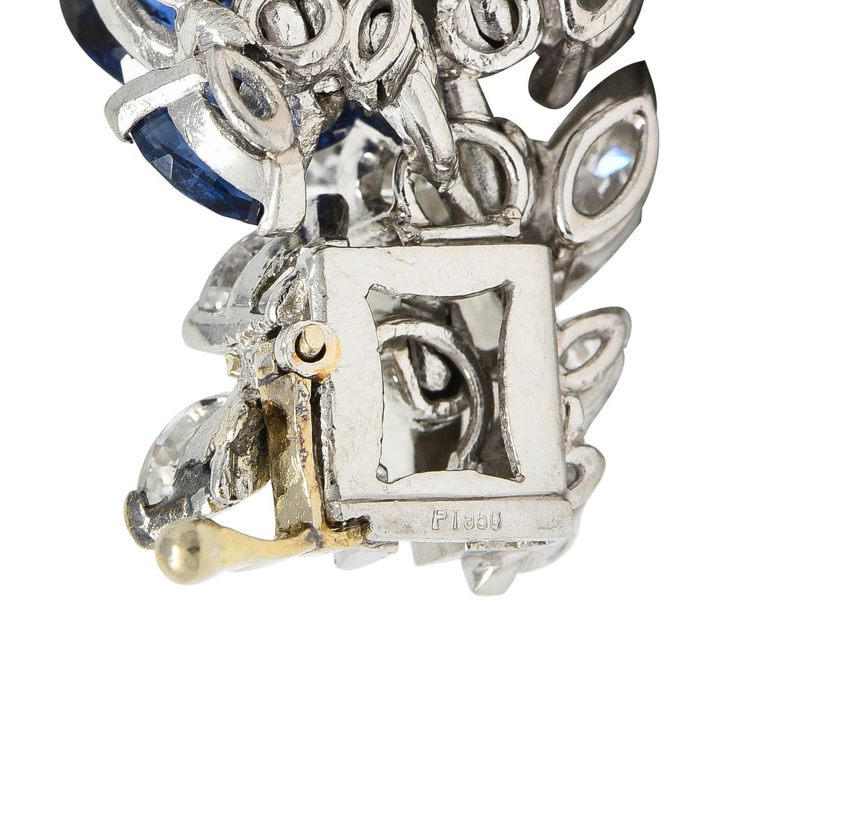 French Mid-Century 51.70 CTW Sapphire Diamond Platinum Vintage Twist Bracelet 8