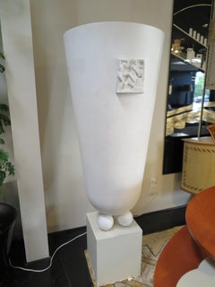 French Mid-Century White Vessel by Henri Lagriffoul