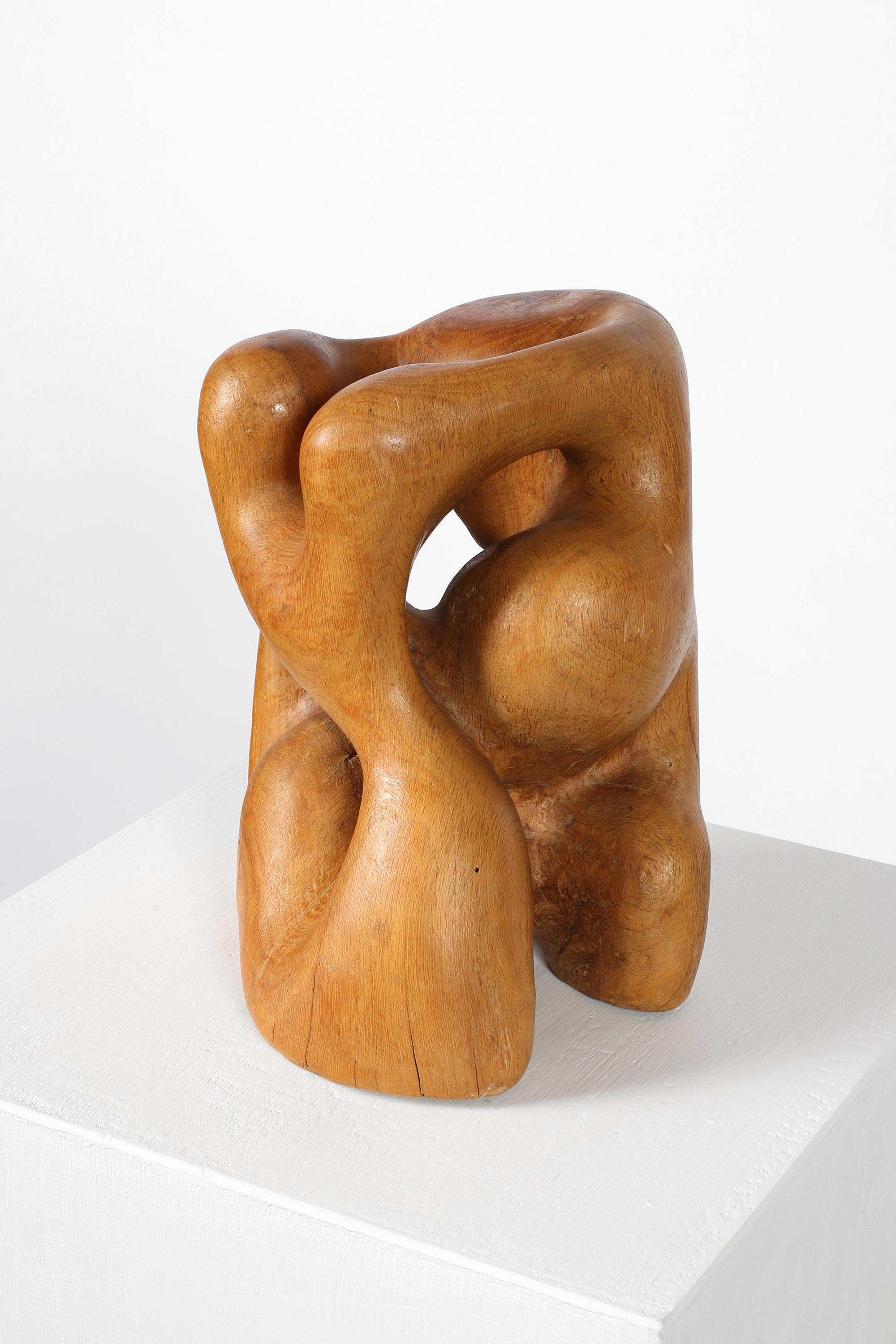 Sculpture française abstraite de forme libre en bois sculpté du milieu du siècle dernier en vente 1
