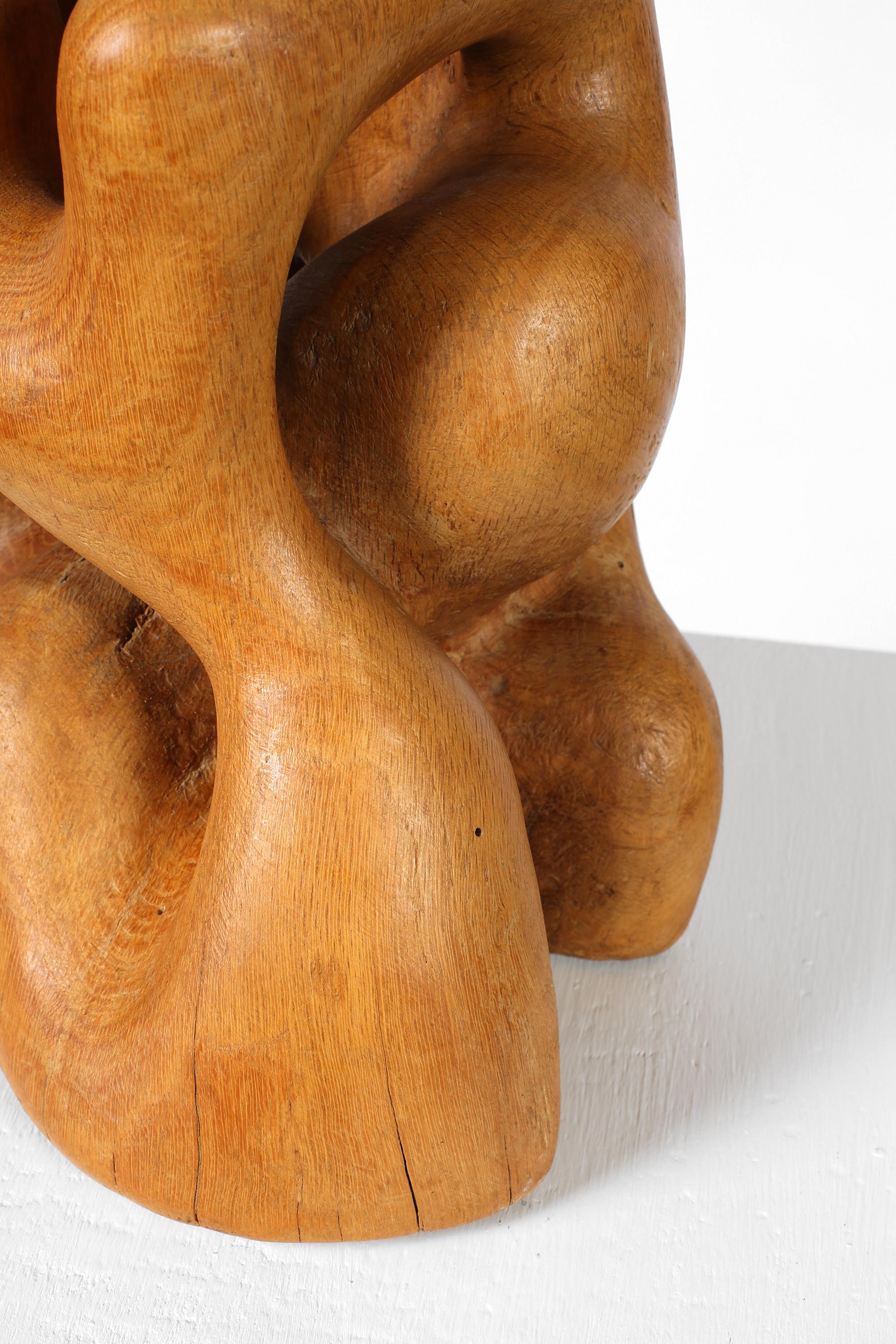 Sculpture française abstraite de forme libre en bois sculpté du milieu du siècle dernier en vente 3