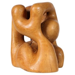 Escultura de madera tallada de forma libre abstracta francesa de mediados de siglo