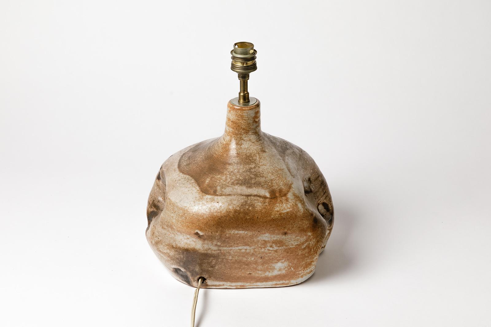 Mid-Century Modern French Midcentury Abstract Stoneware Ceramic Tabe Lamp, circa 1950
