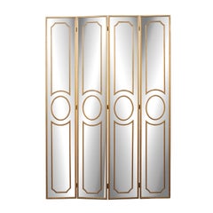 French Mid-Century Antiqued Glass Folding Screen