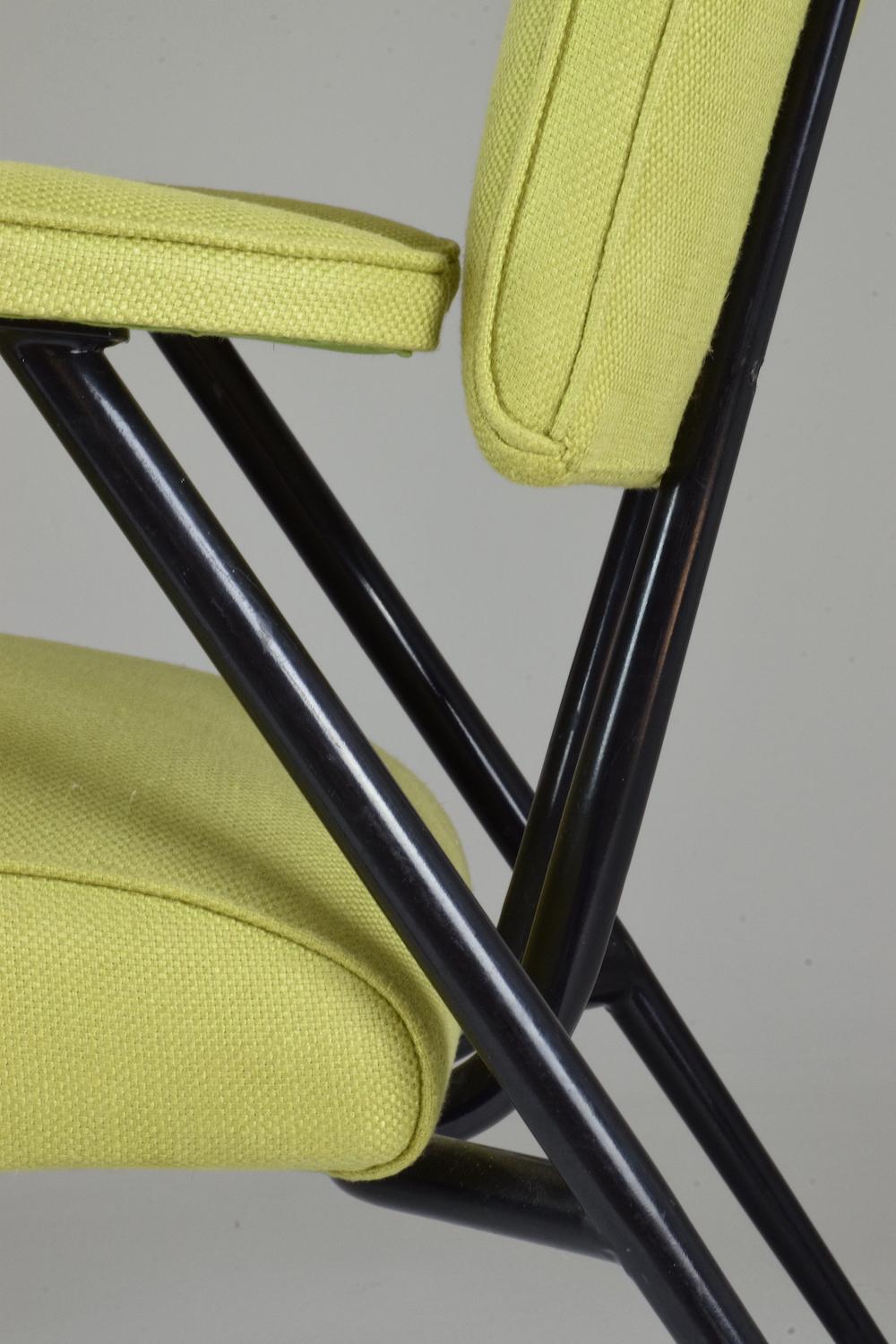 20th Century 1950's, French Mid-century modern Steel Armchair For Sale
