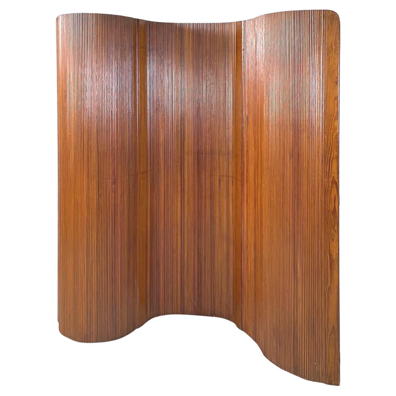 French Midcentury Art Deco Self-Supporting Wooden Screen by Baumann, 1950s