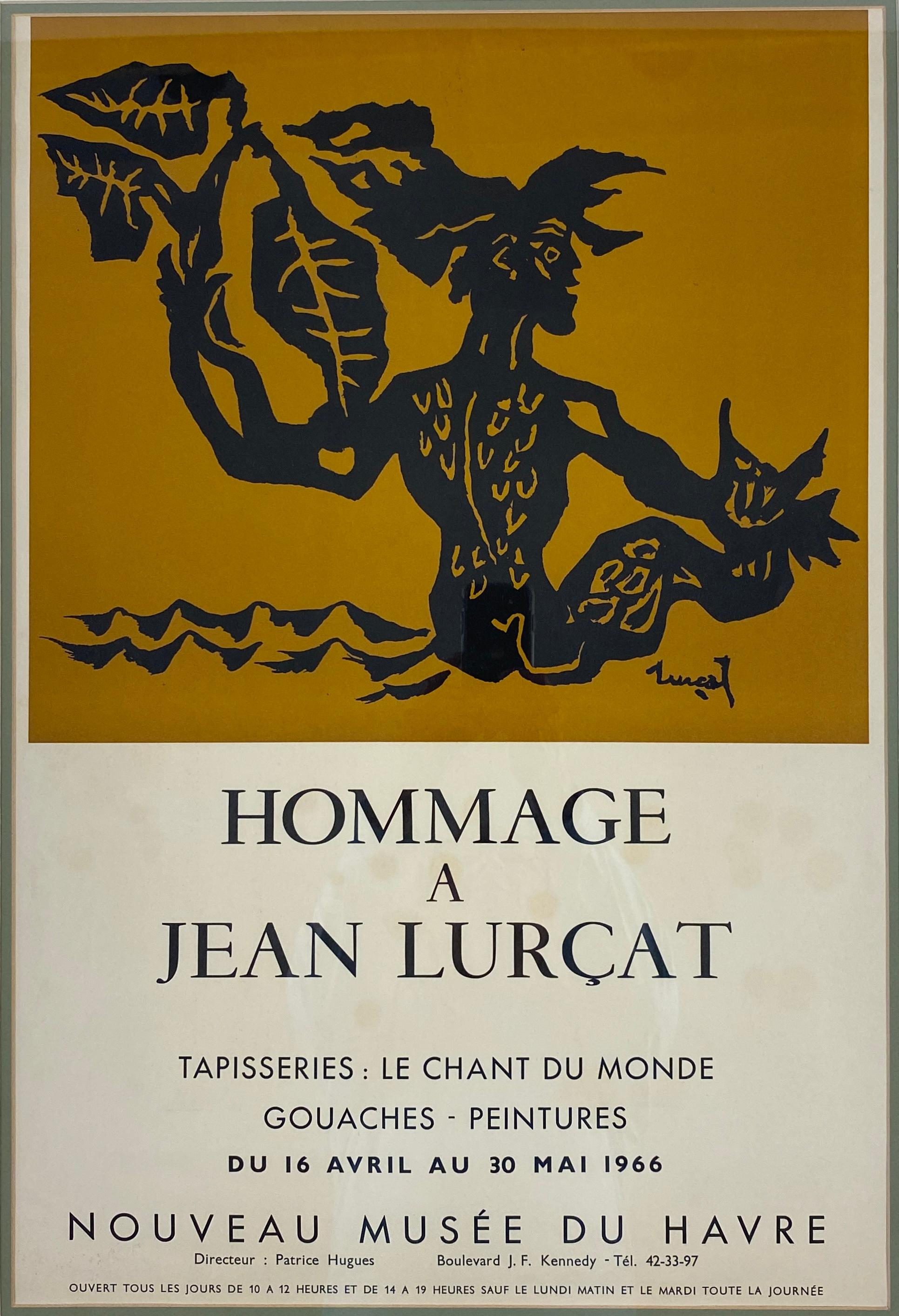 Wood French Mid-20th Century Art Poster Tribute to Jean Lurcat For Sale