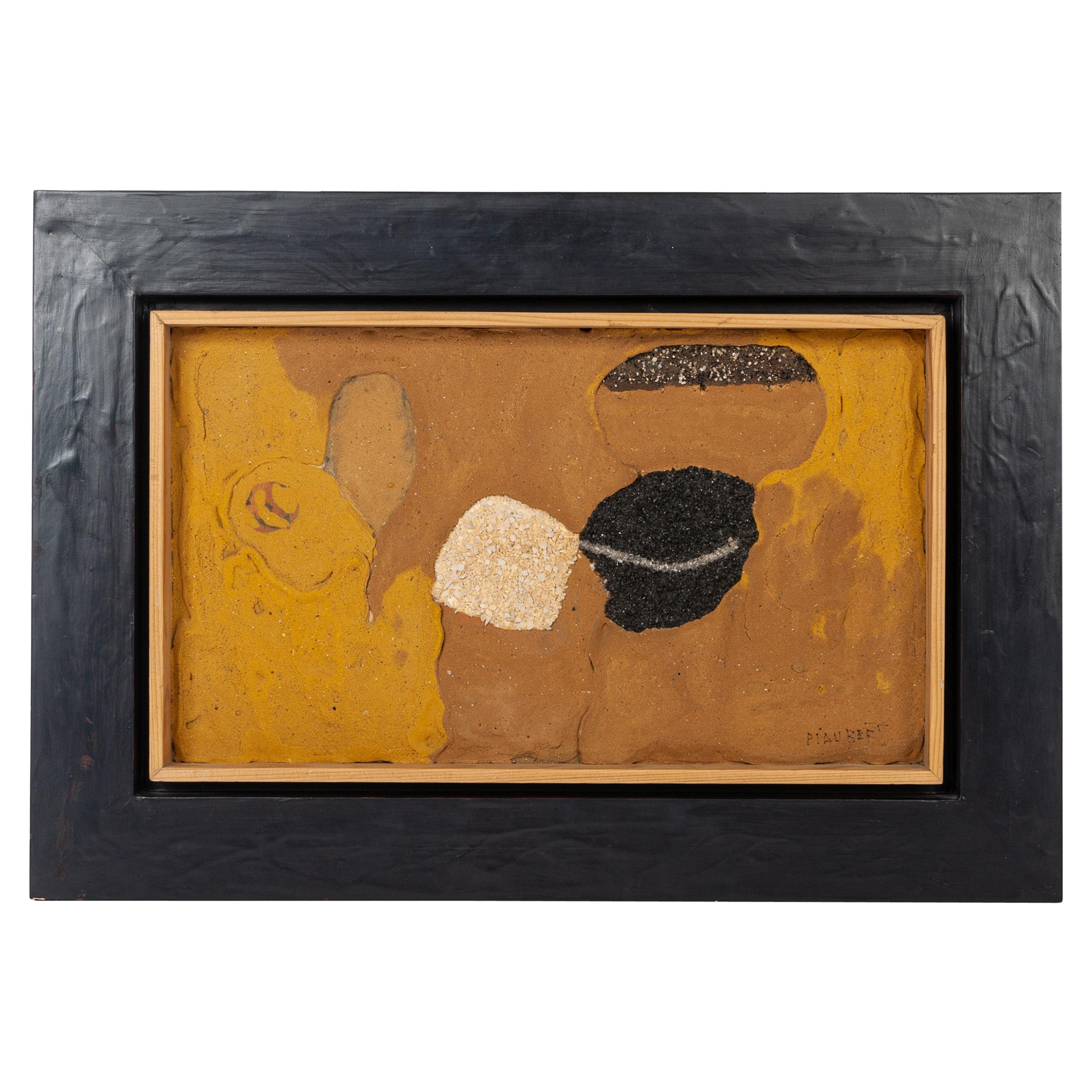 French Mid-Century Art Work by Jean Piaubert Plaster & Mixed Media on Panel 1965