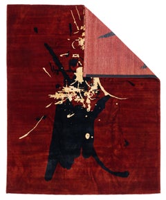 Alfombra de diseño francesa de lana artística de mediados de siglo 6'7'' x 8'2''
