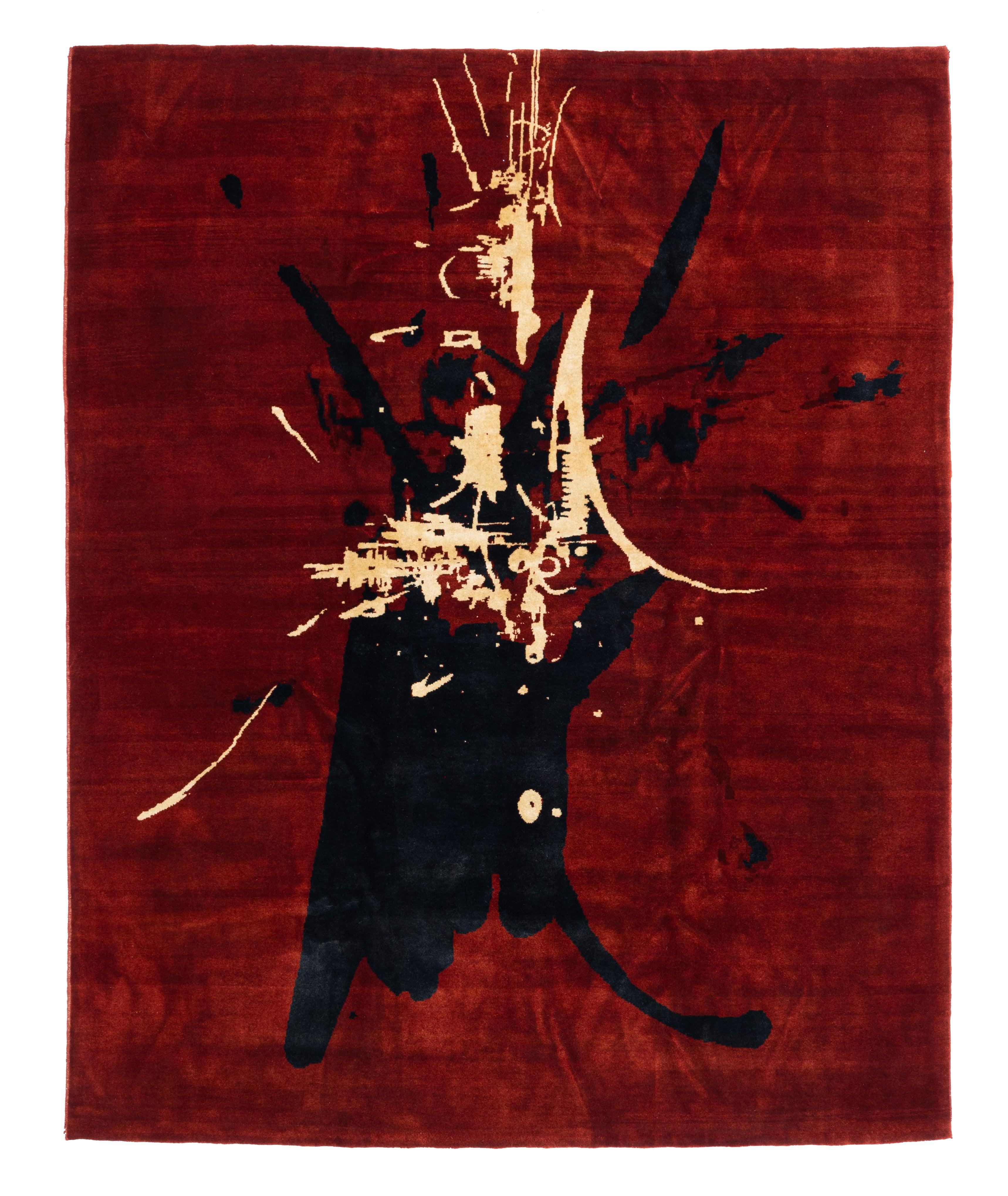 French Mid Century Artistic Wool Designer Rug 6'7'' x 8'2'' In Excellent Condition For Sale In New York, NY