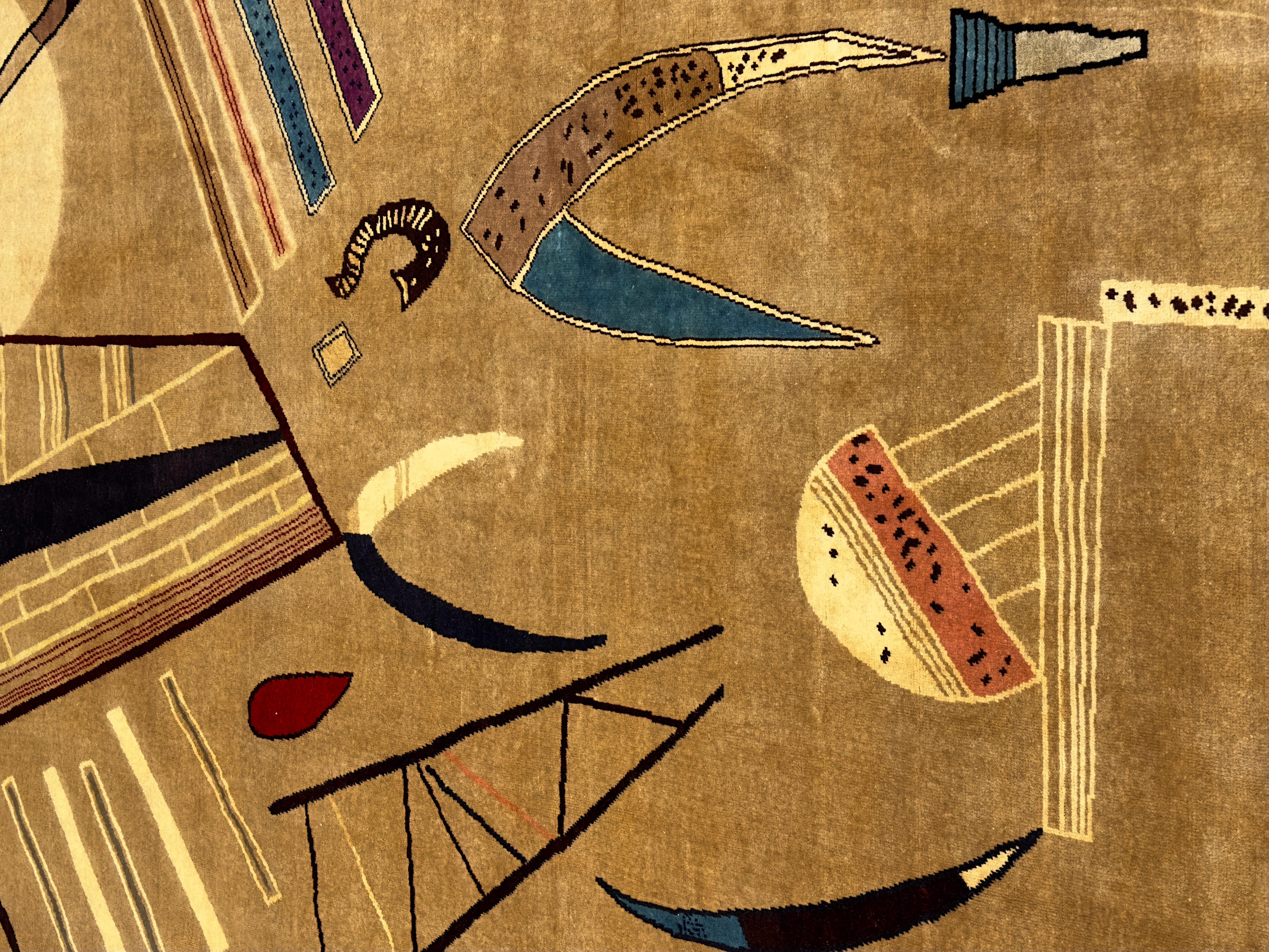 French Mid Century Artistic Wool Rug Design after Kandinsky 6’7