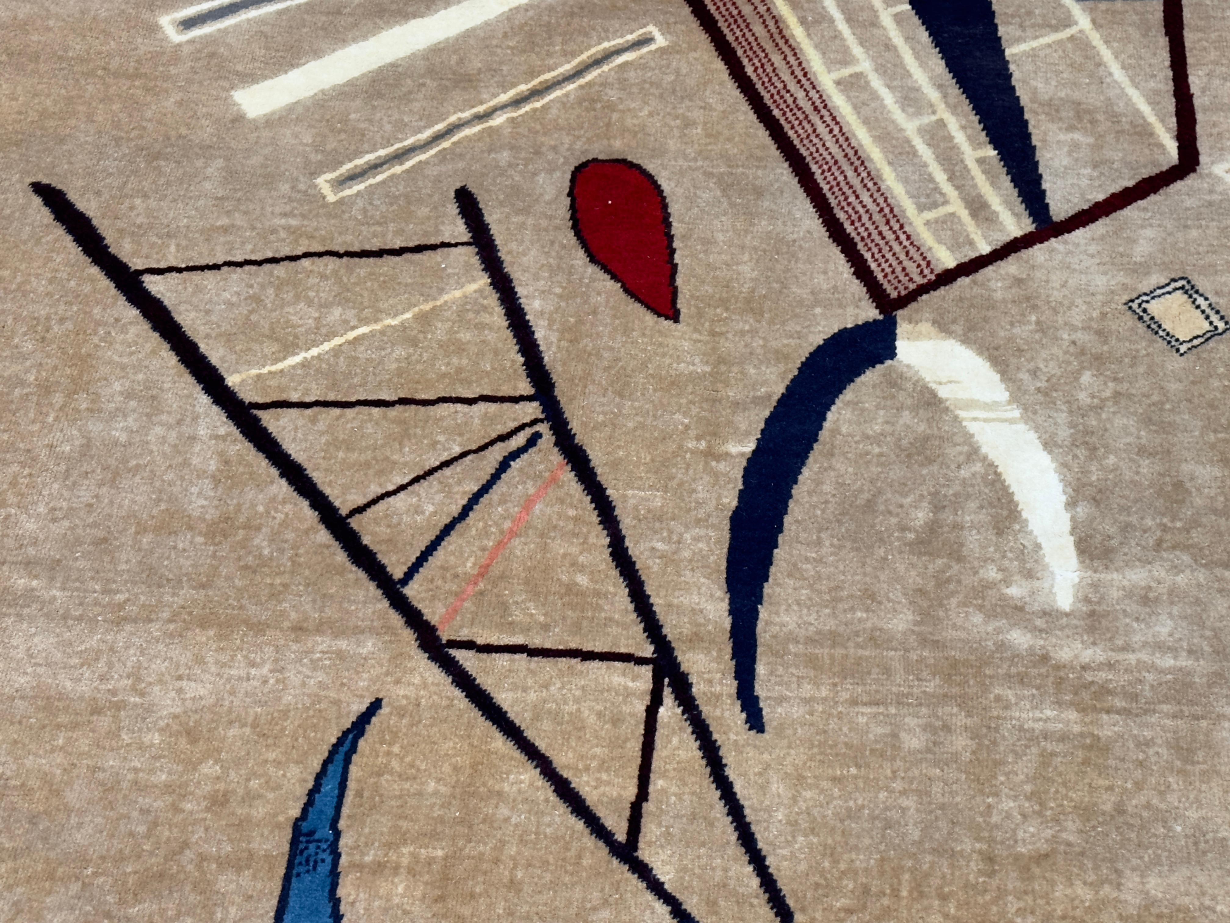 20th Century French Mid Century Artistic Wool Rug Design after Kandinsky 6’7